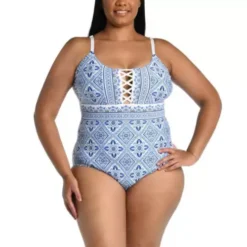 Women's La Blanca Plus Size Breeze Strappy Back One-Piece Swimsuit