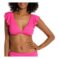 Women's La Blanca Island Goddess Ruffle Sleeve Bikini Top Swimsuit
