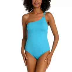 Women's La Blanca Lace Back One Shoulder One-Piece Swimsuit