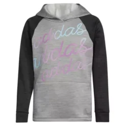 Girls' Adidas Long Sleeve Mélange Fleece Hoodie